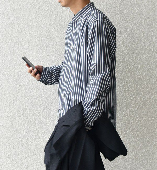 SHIPS any「SHIPS any:〈洗濯機可能〉ストライプ / ソリッド リラックス バンドカラー シャツ 26AW◆」|シャツ・ブラウス|