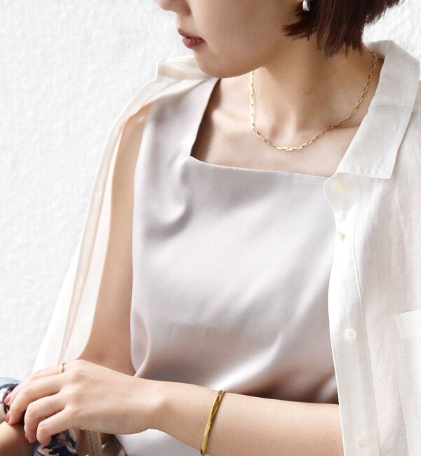 SHIPS for women「〈手洗い可能〉2WAY サテン &times; カットソー スクエア タンクトップ」|タンクトップ|