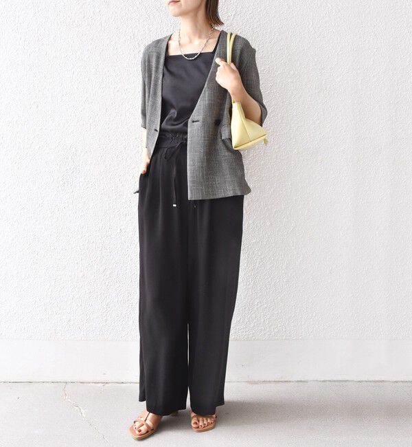 SHIPS for women「〈手洗い可能〉2WAY サテン &times; カットソー スクエア タンクトップ」|タンクトップ|