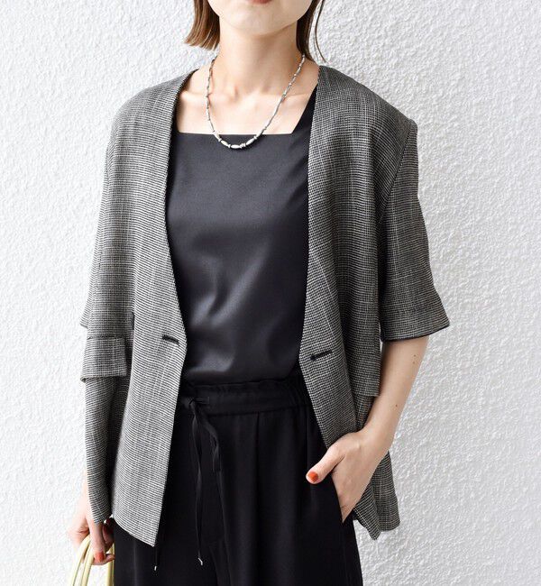 SHIPS for women「〈手洗い可能〉2WAY サテン &times; カットソー スクエア タンクトップ」|タンクトップ|