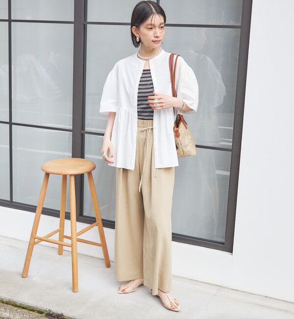 SHIPS for women「〈接触冷感 / 撥水加工〉TEXBRID(R) タフタ ショート スリーブ 羽織 シャツ」|シャツ・ブラウス|