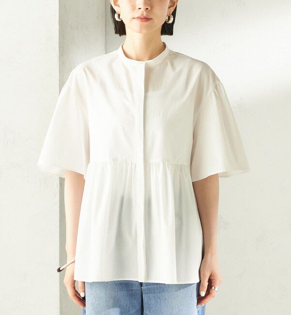 SHIPS for women「〈接触冷感 / 撥水加工〉TEXBRID(R) タフタ ショート スリーブ 羽織 シャツ」|シャツ・ブラウス|