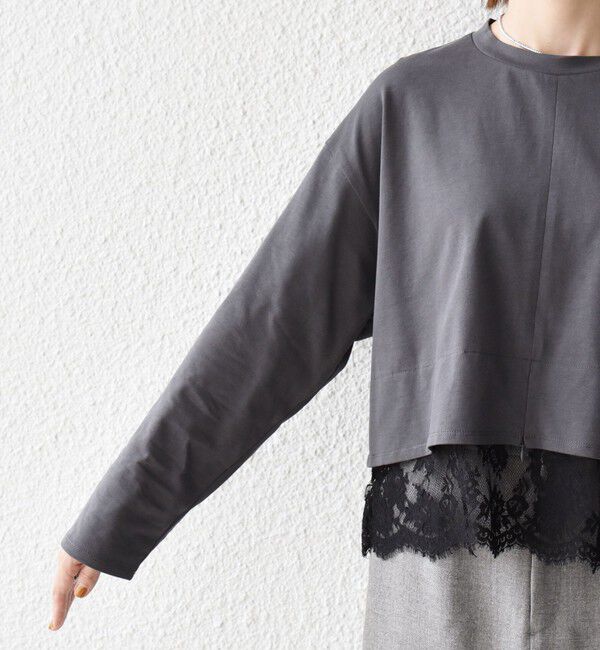 SHIPS any「《予約》SHIPS any:〈洗濯機可能〉ジップ レース ヘム ロングスリーブ TEE」|Tシャツ・カットソー|