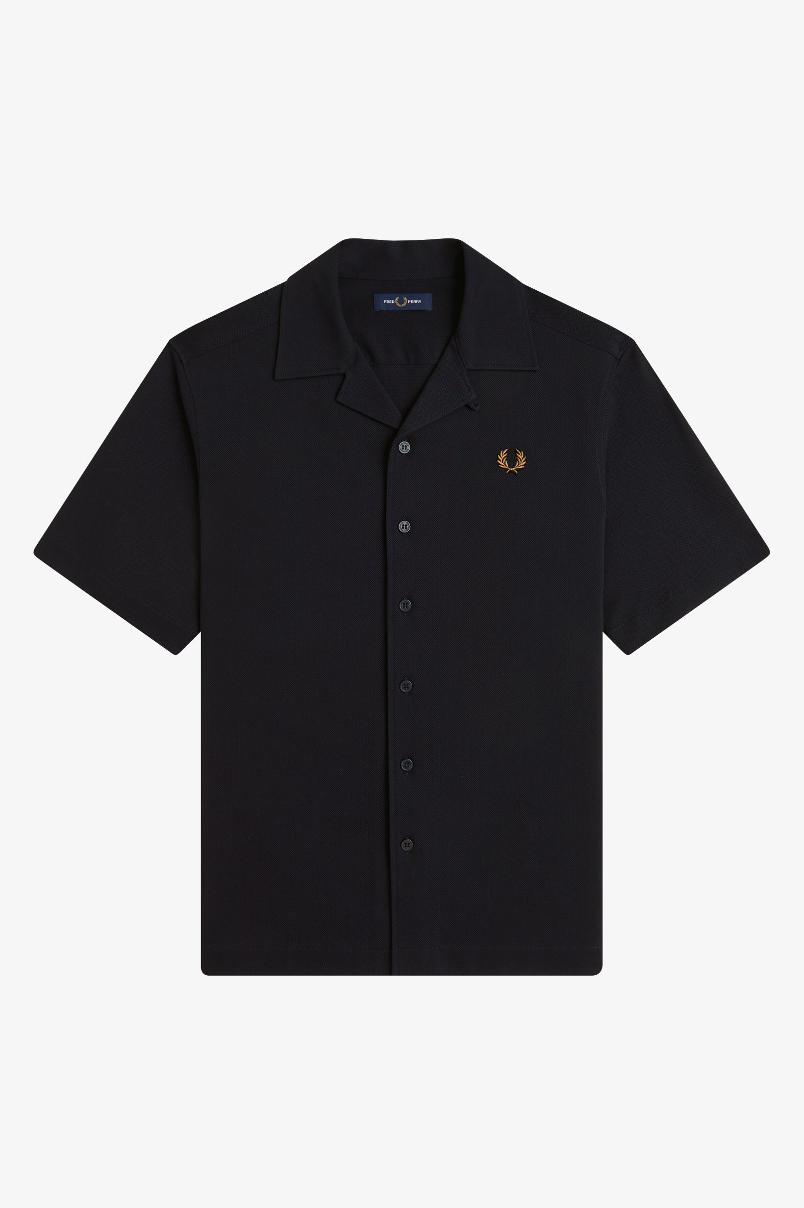 FRED PERRY 「Compress Mesh Revere Collar Shirt／メッシュオープンカラーシャツ」|シャツ・ブラウス|BLACK