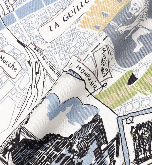 TOMORROWLAND GOODS「ATELIER TOMORROW CITY MAP シルクスカーフ」|バンダナ・スカーフ|