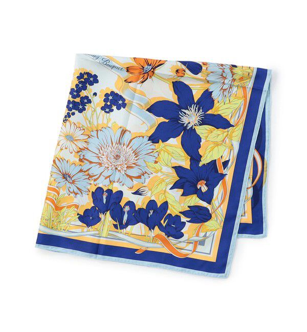 TOMORROWLAND GOODS「manipuri FLOWER シルクスカーフ」|バンダナ・スカーフ|66 ブルー系