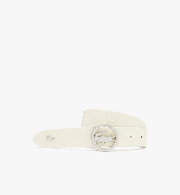 LACOSTE「シルバーサークルバックルベルト」|ベルト|オフホワイト