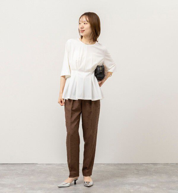 NOLLEY'S「《接触冷感/UVカット》ウォッシャブルハイスペックジャージペプラムプルオーバー」|Tシャツ・カットソー|