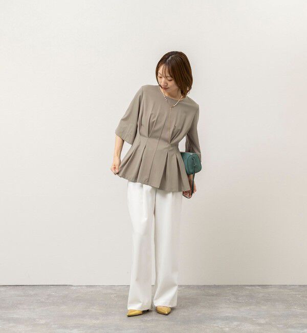 NOLLEY'S「《接触冷感/UVカット》ウォッシャブルハイスペックジャージペプラムプルオーバー」|Tシャツ・カットソー|
