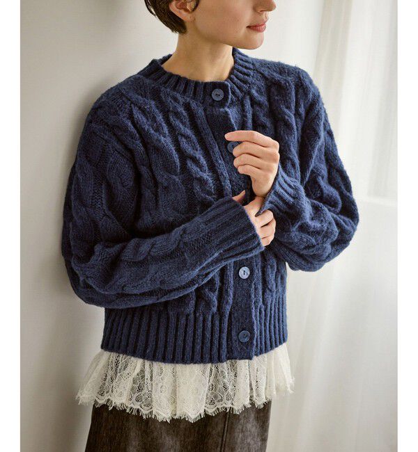 Rope&rsquo;Picnic「ケーブルニットカーディガン」|カーディガン|ネイビー(40)