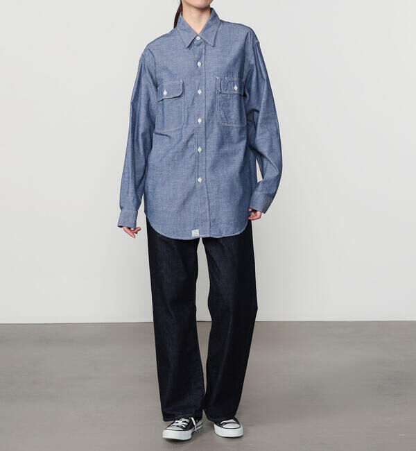  「orSlow | シャンブレー フラップポケットワークシャツ WOMEN」|シャツ・ブラウス|