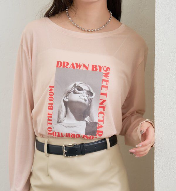  「シアーフォトロングTシャツ」|Tシャツ・カットソー|ベージュ