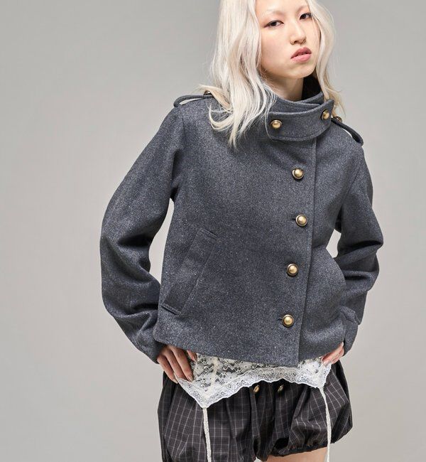  「【26AW LOOK掲載品番】スタンドネックアシメジャケット」|ブルゾン・スタジャン|