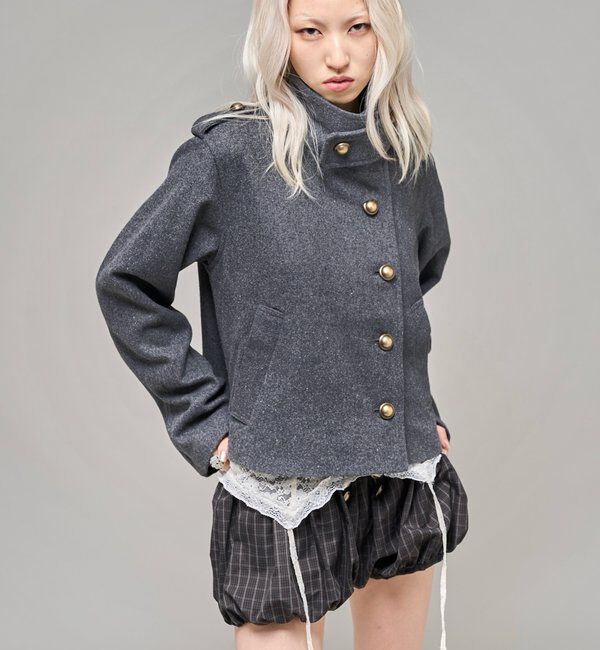  「【26AW LOOK掲載品番】スタンドネックアシメジャケット」|ブルゾン・スタジャン|
