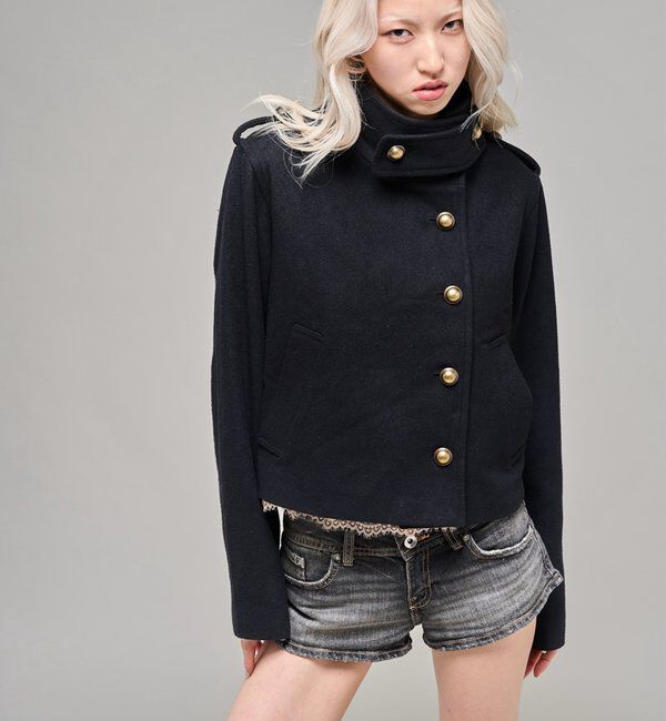  「【26AW LOOK掲載品番】スタンドネックアシメジャケット」|ブルゾン・スタジャン|