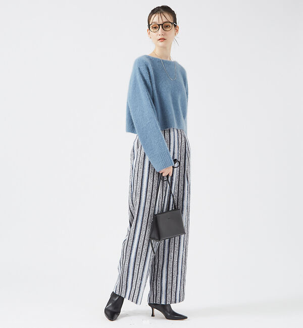 qualite「ループストライプワイドパンツ」|その他|ブルー