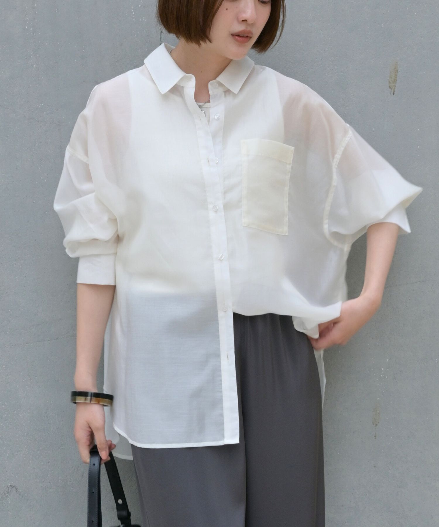 qualite「【Yu Murataさん着用/大人シアーシャツ】バックスリットシアーシャツ」|シャツ・ブラウス|