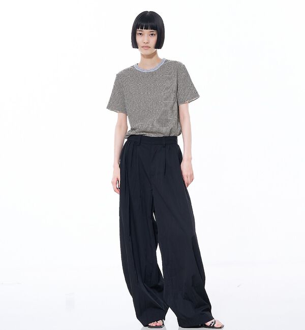 NOMINE「楊柳シボ感 リンガーTシャツ ｜ 半袖 リブ切替 クロップド丈」|Tシャツ・カットソー|
