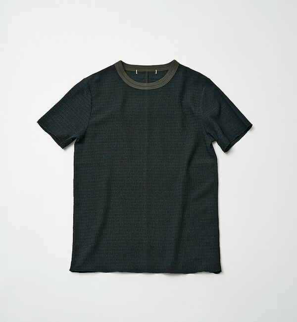 NOMINE「楊柳シボ感 リンガーTシャツ ｜ 半袖 リブ切替 クロップド丈」|Tシャツ・カットソー|