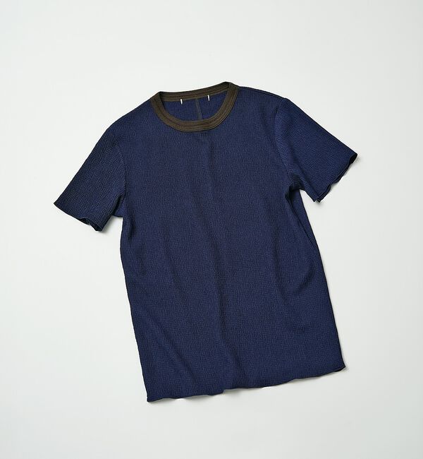 NOMINE「楊柳シボ感 リンガーTシャツ ｜ 半袖 リブ切替 クロップド丈」|Tシャツ・カットソー|