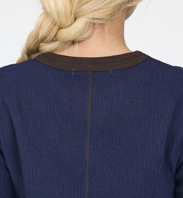 NOMINE「楊柳シボ感 リンガーTシャツ ｜ 半袖 リブ切替 クロップド丈」|Tシャツ・カットソー|