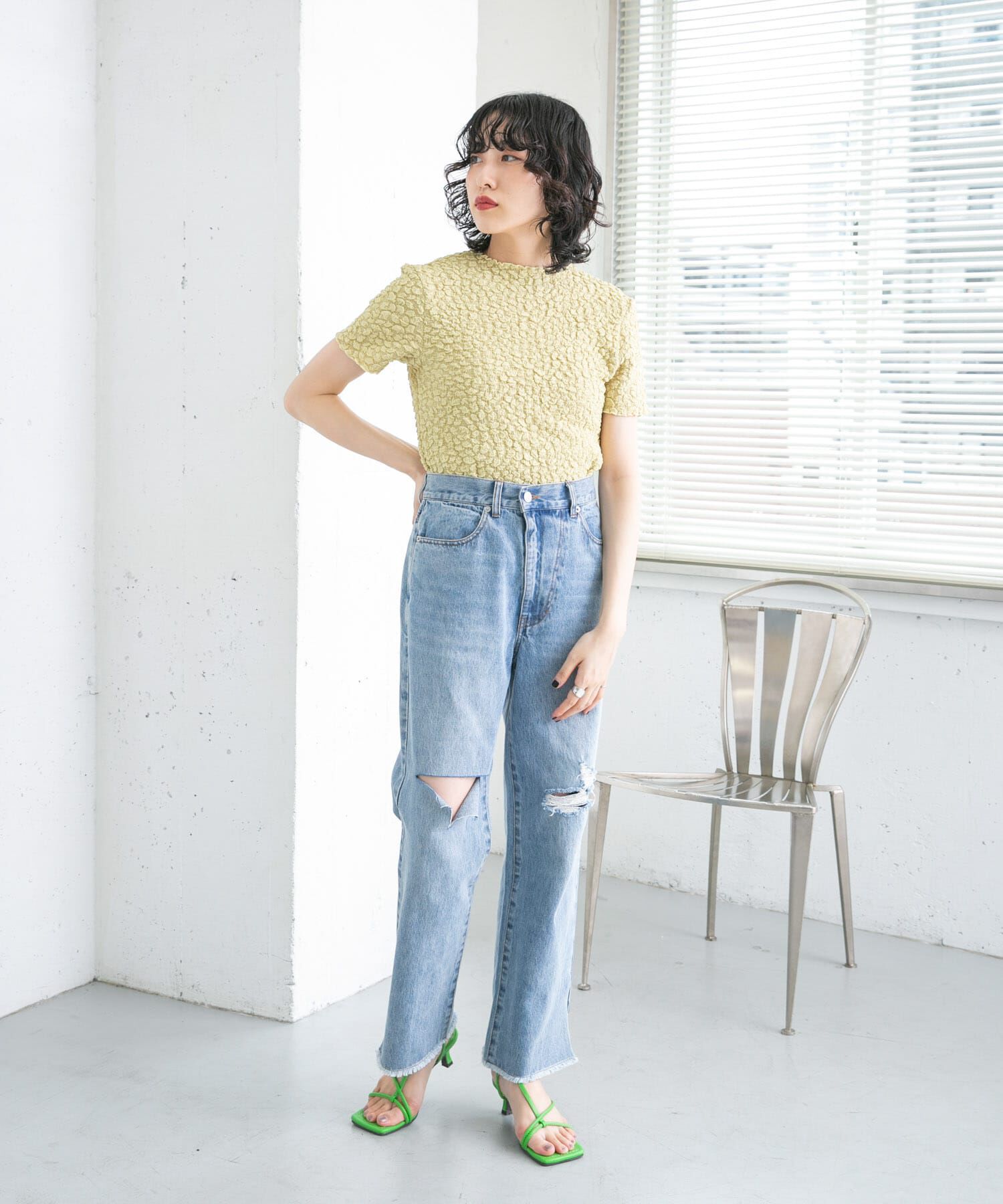  「リメイクダメージスリットデニム」|デニム|