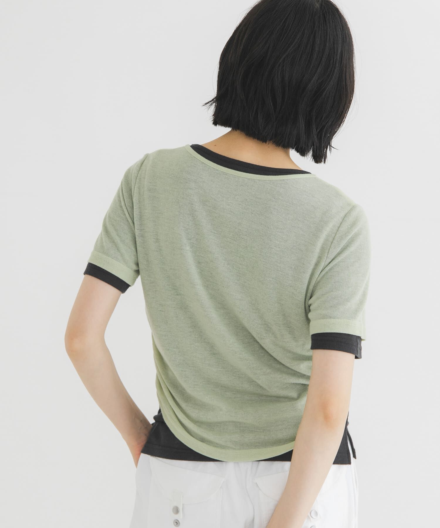  「バイカラーヘンリーネックTEE」|Tシャツ・カットソー|