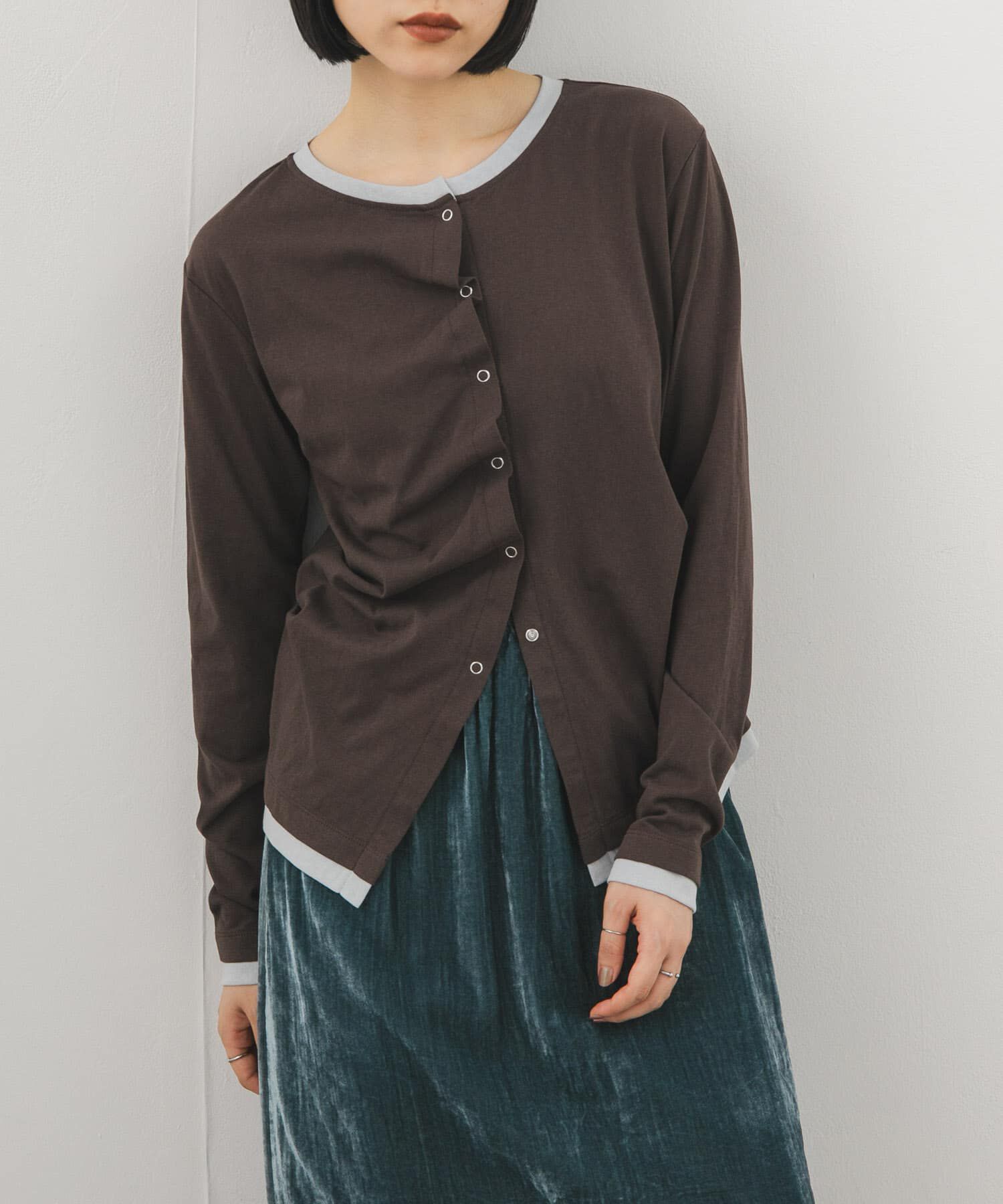  「バイカラーアシメタックトップス」|Tシャツ・カットソー|