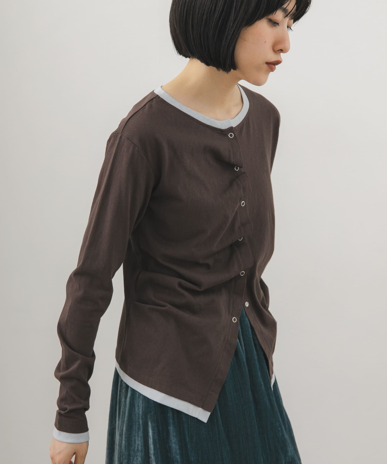  「バイカラーアシメタックトップス」|Tシャツ・カットソー|