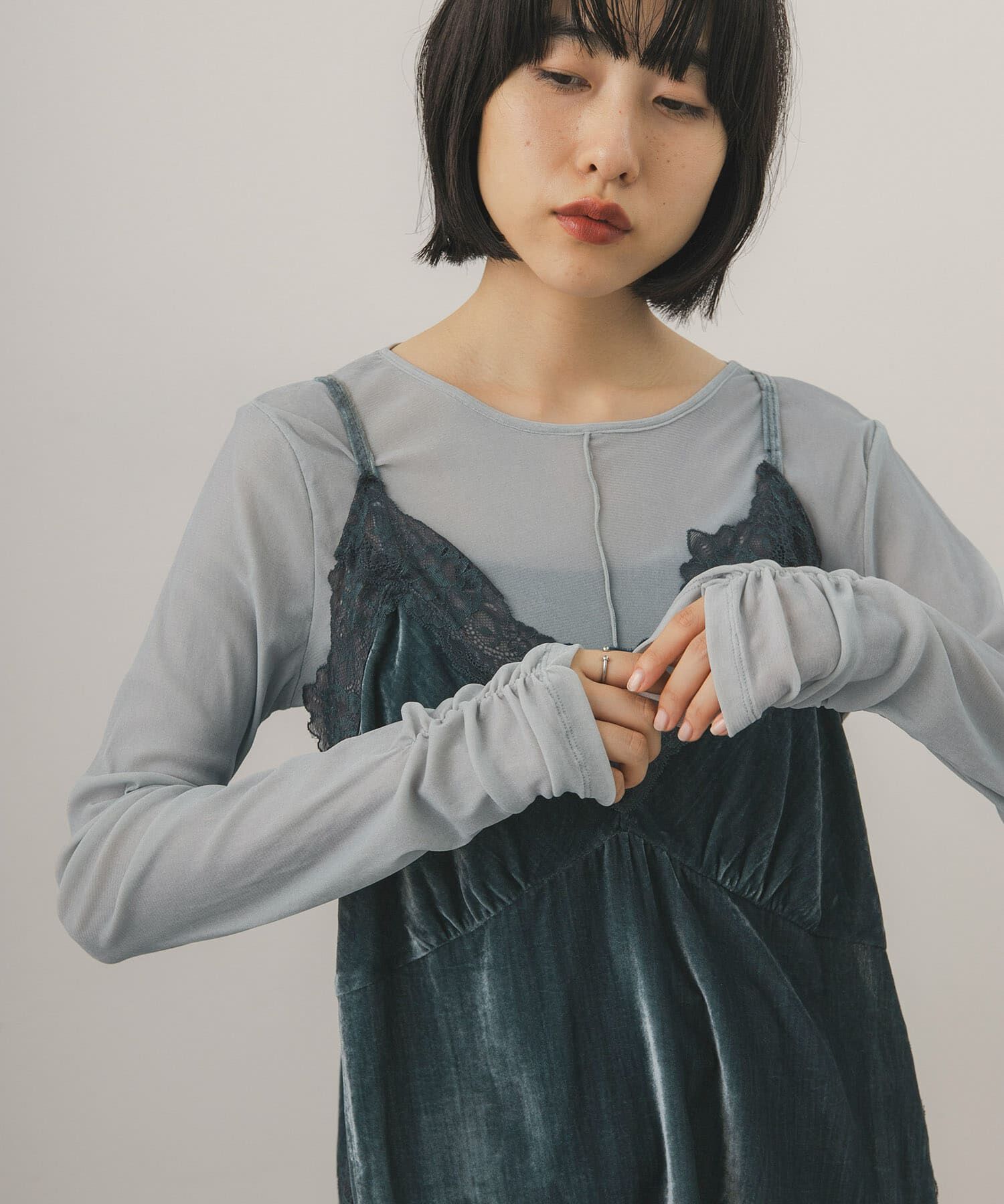  「サイドスリットシアーベロアTEE」|Tシャツ・カットソー|