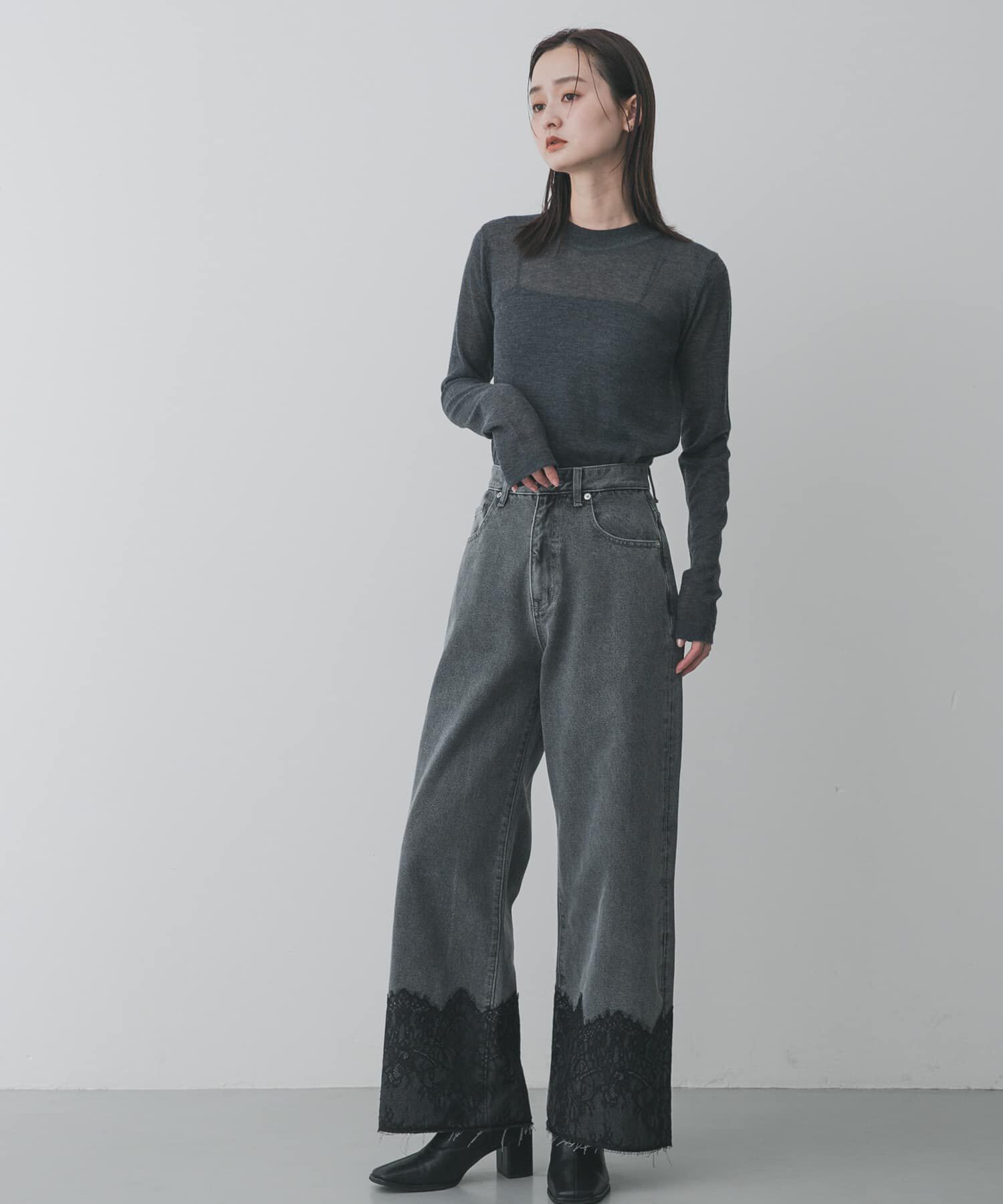 SENSE OF PLACE by URBAN RESEARCH「レースドッキングデニムパンツ」|デニム|