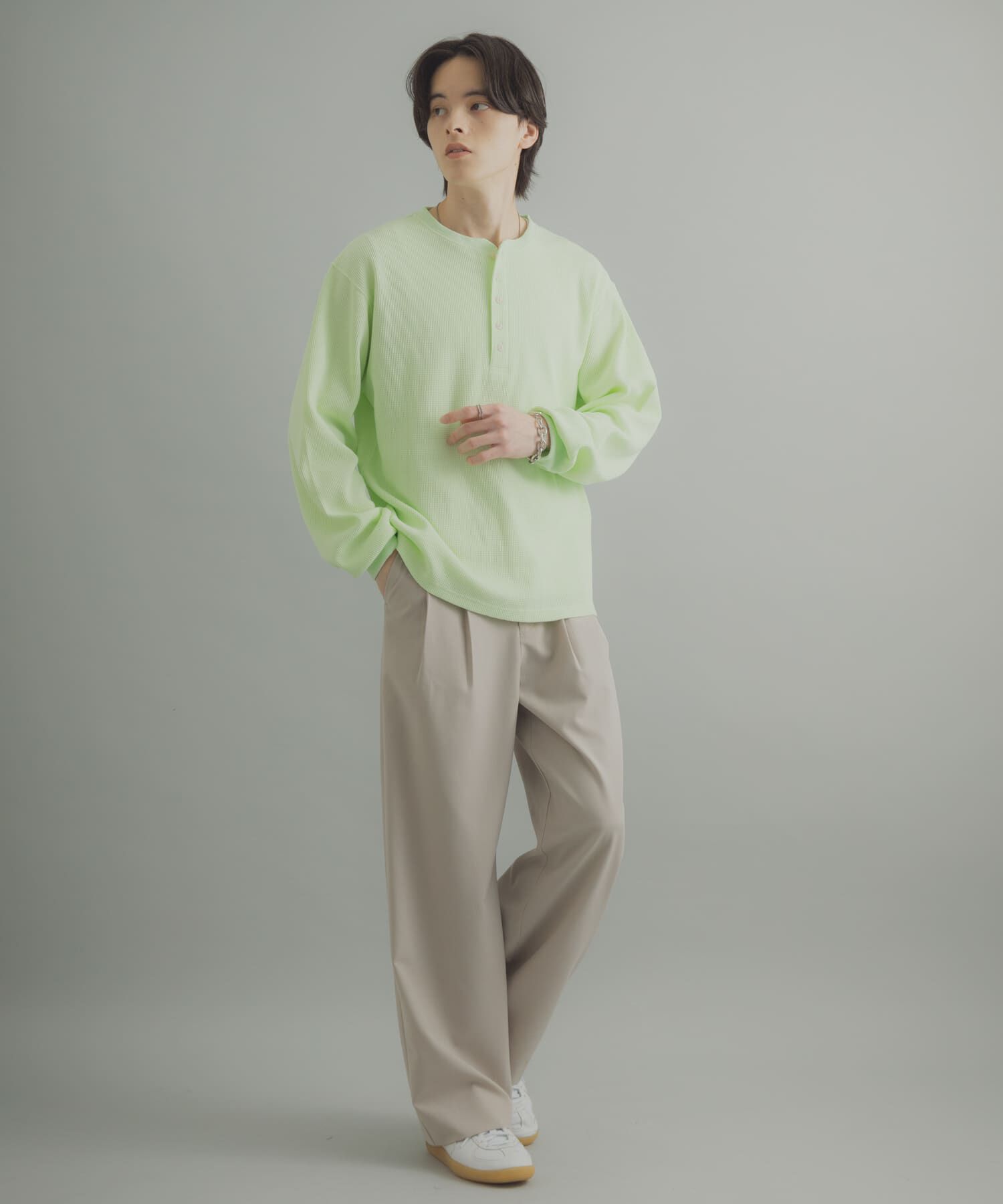 SENSE OF PLACE by URBAN RESEARCH「ワッフルヘンリーネックロングTシャツ」|Tシャツ・カットソー|