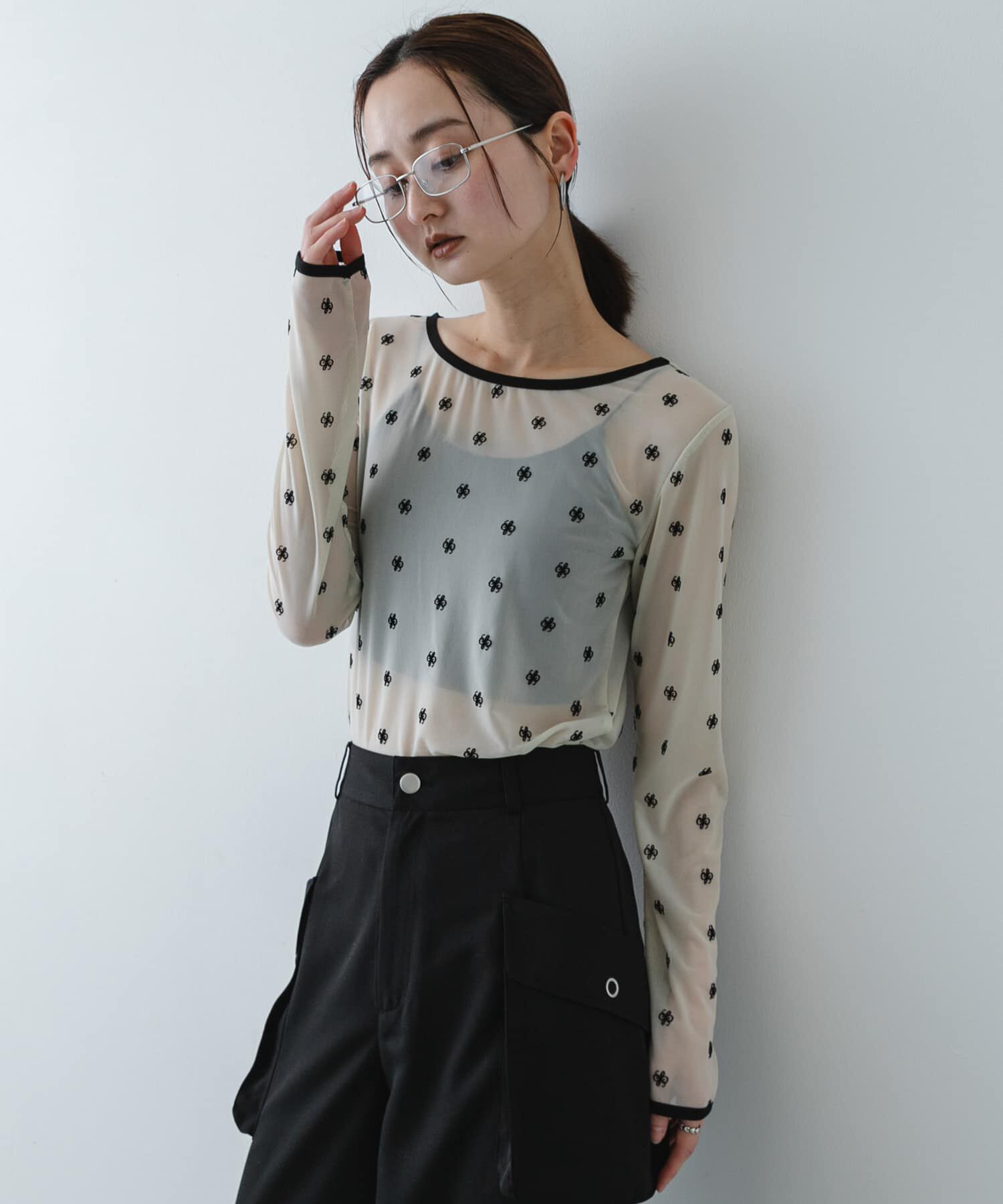 SENSE OF PLACE by URBAN RESEARCH「モチーフシアーカットトップ」|Tシャツ・カットソー|オフホワイト