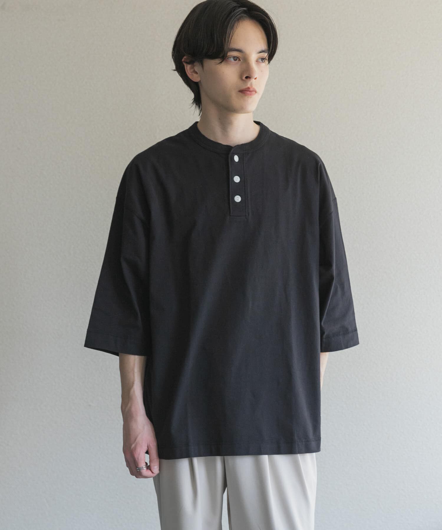SENSE OF PLACE by URBAN RESEARCH「『別注』Healthknit&times;SENSE OF PLACE　ヘンリーネックTシャツ」|Tシャツ・カットソー|