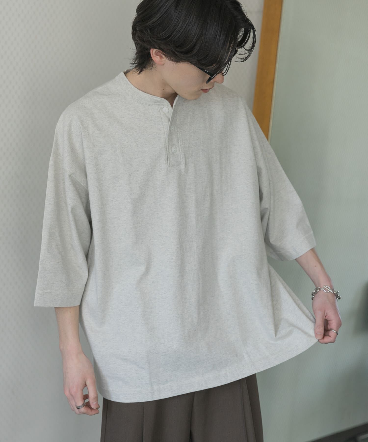 SENSE OF PLACE by URBAN RESEARCH「『別注』Healthknit&times;SENSE OF PLACE　ヘンリーネックTシャツ」|Tシャツ・カットソー|