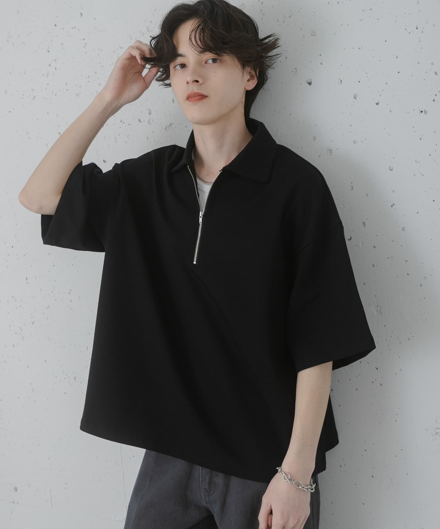 SENSE OF PLACE by URBAN RESEARCH「『ユニセックス』ダンボールポンチハーフジップショートスリーブTシャツ」|Tシャツ・カットソー|
