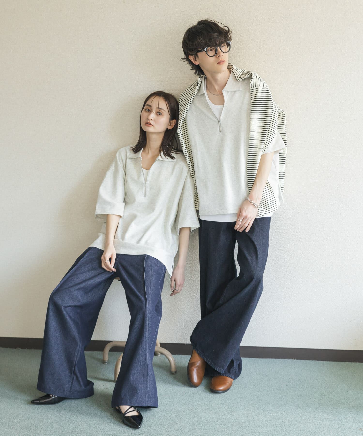 SENSE OF PLACE by URBAN RESEARCH「『ユニセックス』ダンボールポンチハーフジップショートスリーブTシャツ」|Tシャツ・カットソー|