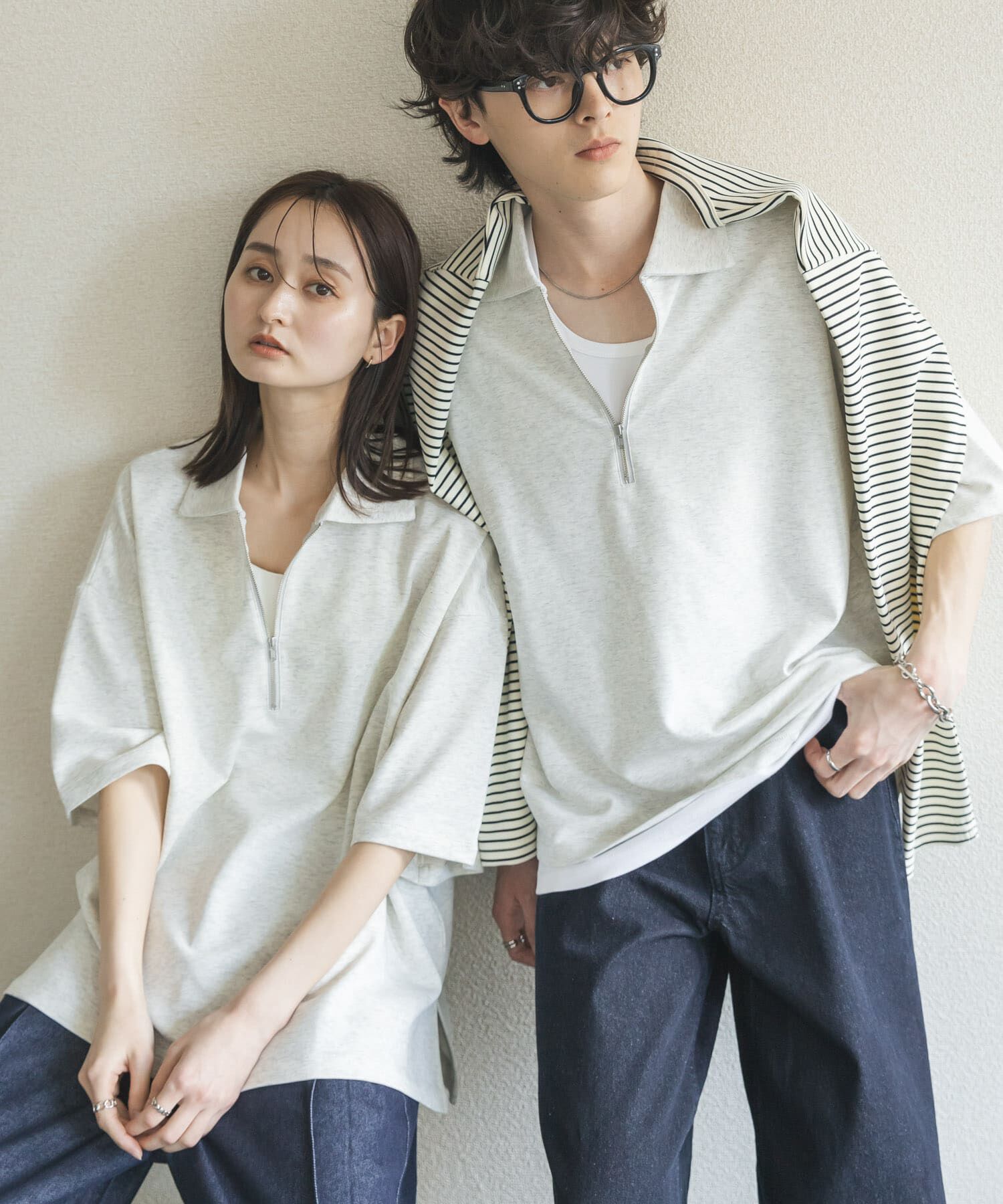 SENSE OF PLACE by URBAN RESEARCH「『ユニセックス』ダンボールポンチハーフジップショートスリーブTシャツ」|Tシャツ・カットソー|