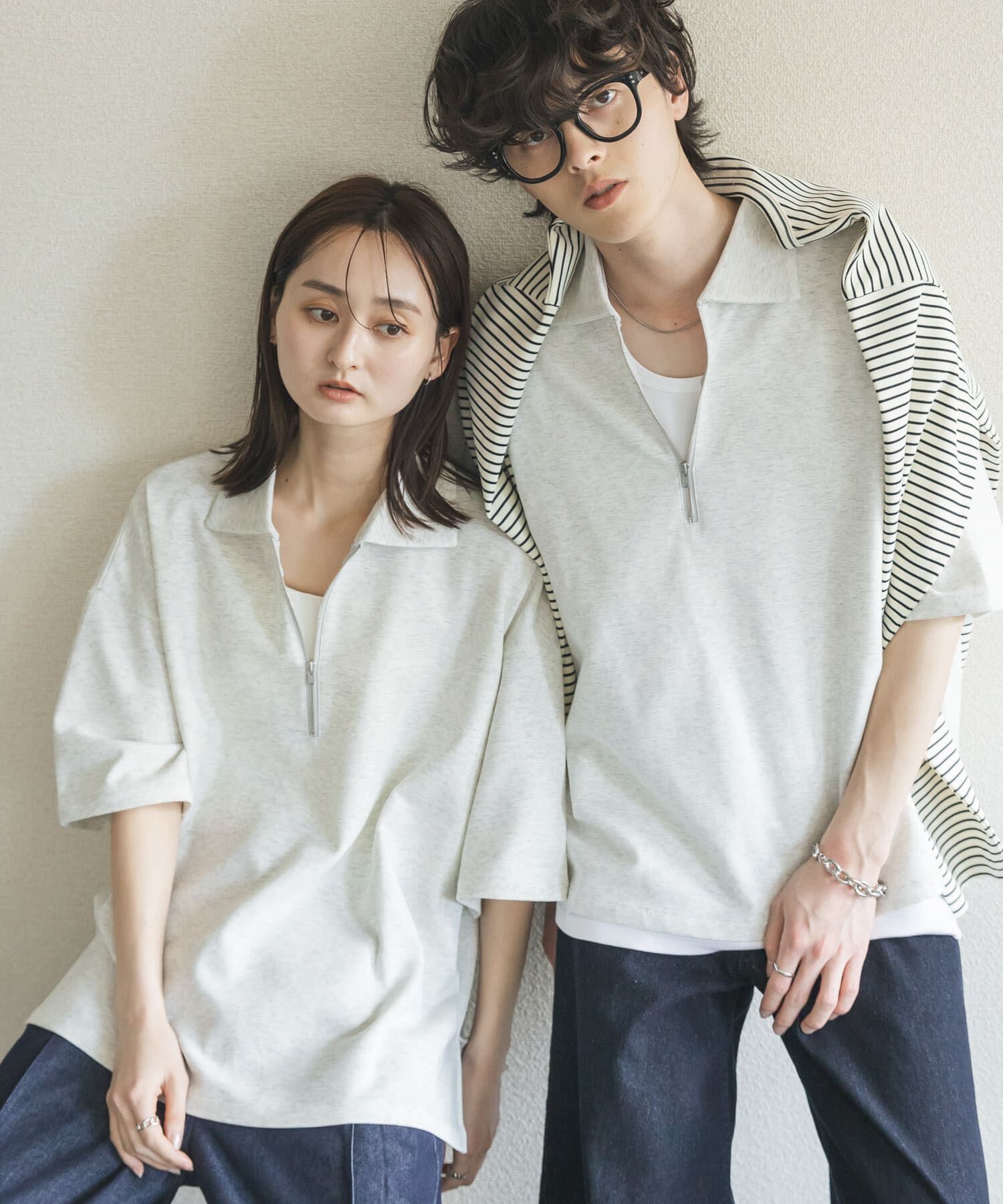 SENSE OF PLACE by URBAN RESEARCH「『ユニセックス』ダンボールポンチハーフジップショートスリーブTシャツ」|Tシャツ・カットソー|