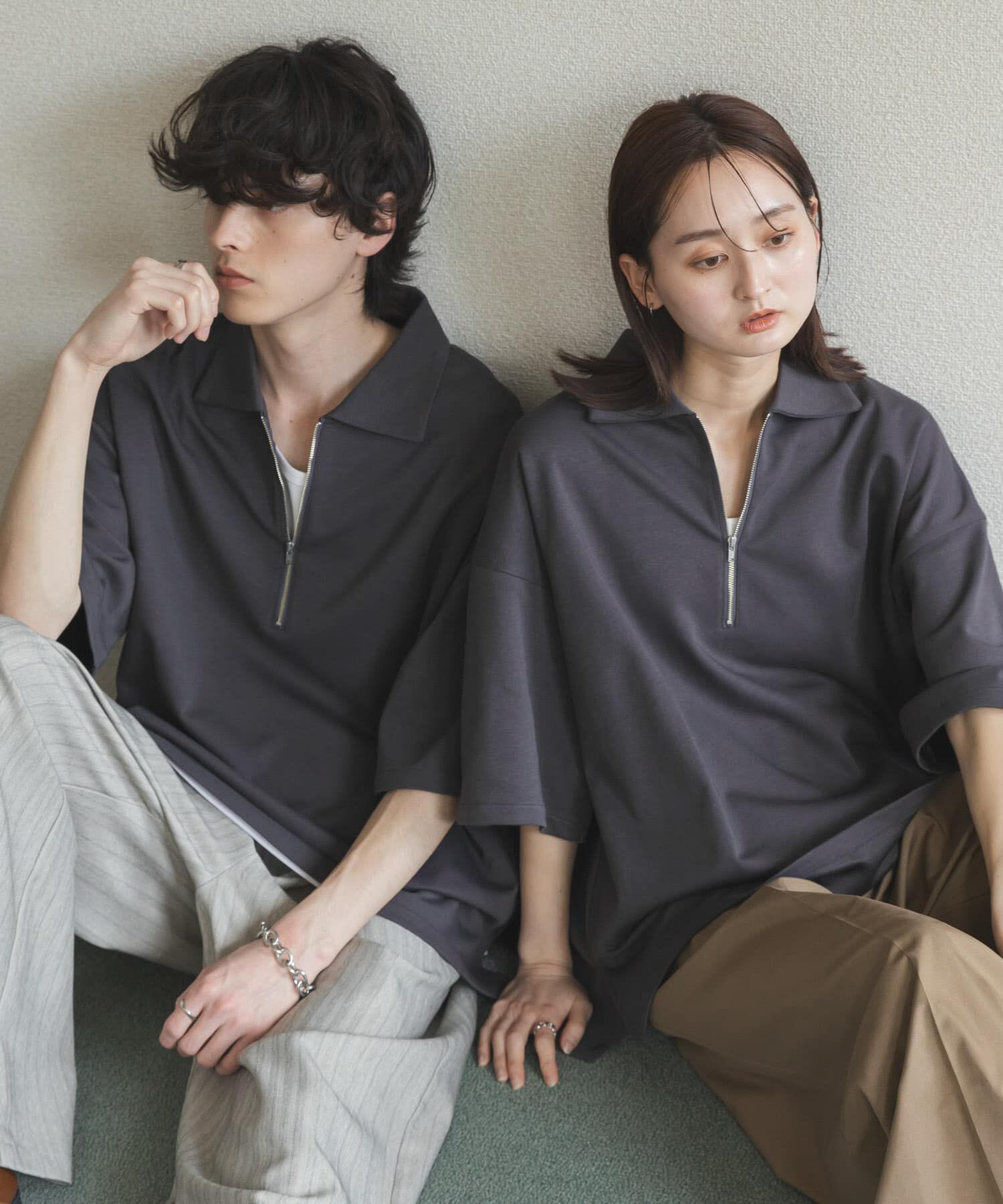 SENSE OF PLACE by URBAN RESEARCH「『ユニセックス』ダンボールポンチハーフジップショートスリーブTシャツ」|Tシャツ・カットソー|
