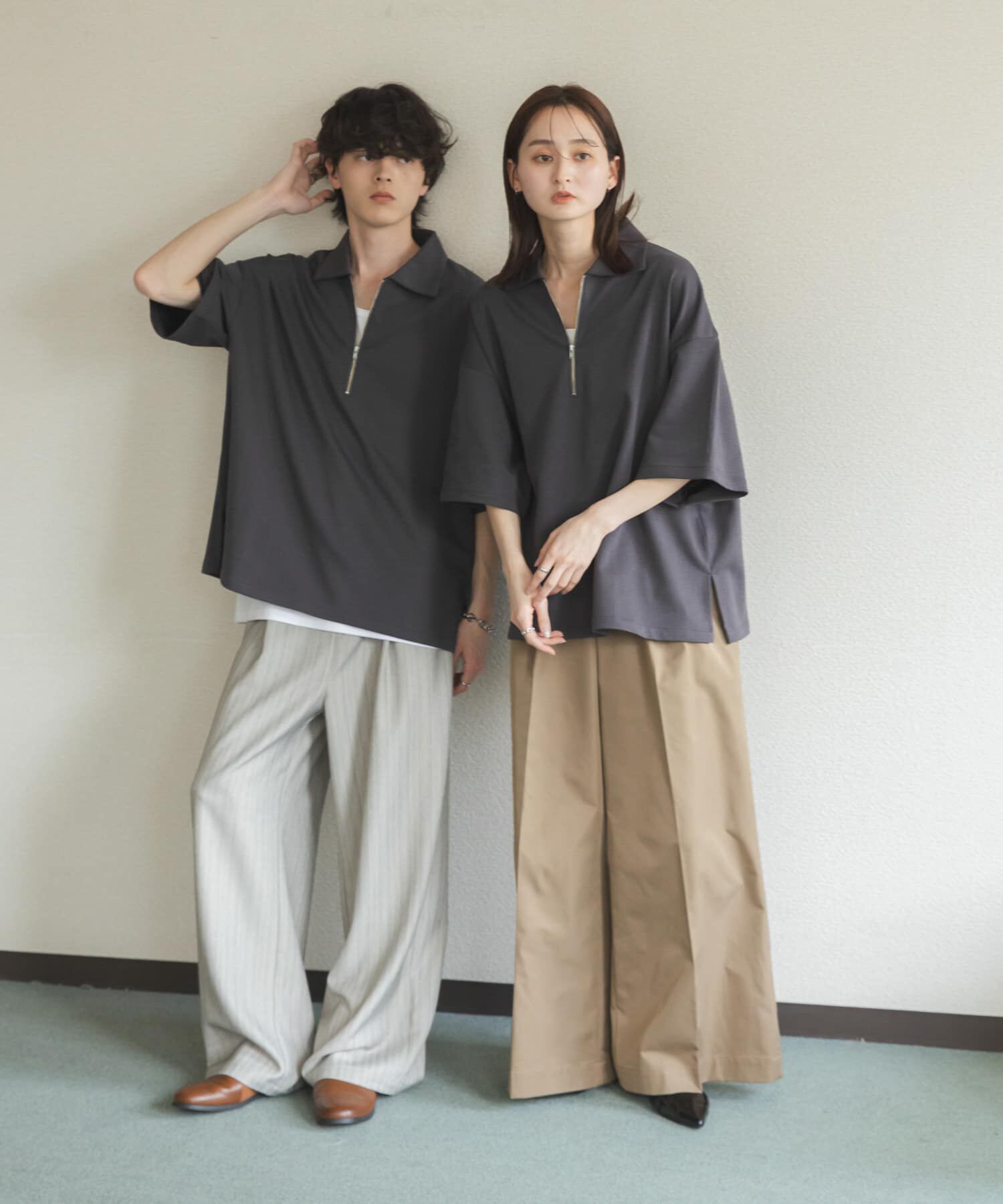 SENSE OF PLACE by URBAN RESEARCH「『ユニセックス』ダンボールポンチハーフジップショートスリーブTシャツ」|Tシャツ・カットソー|