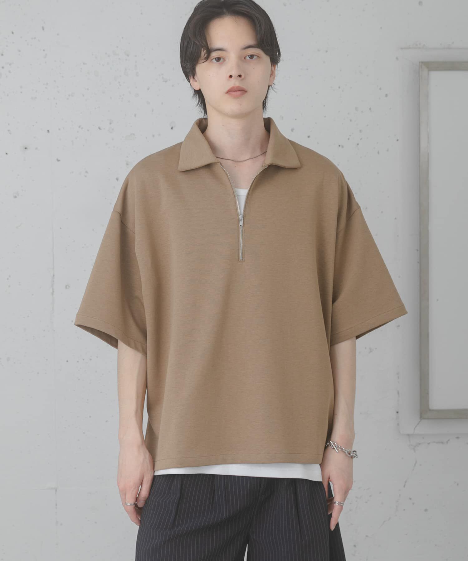 SENSE OF PLACE by URBAN RESEARCH「『ユニセックス』ダンボールポンチハーフジップショートスリーブTシャツ」|Tシャツ・カットソー|