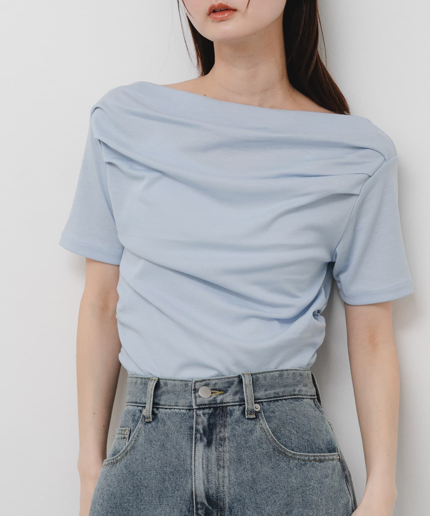 SENSE OF PLACE by URBAN RESEARCH「シアードレープトップ(半袖)」|Tシャツ・カットソー|ライトブルー