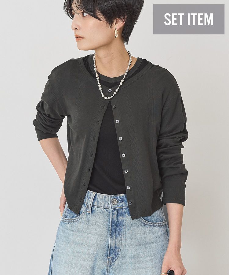 AMERICAN HOLIC「【SET】半袖プルオーバー+針抜きカーディガン」|Tシャツ・カットソー|