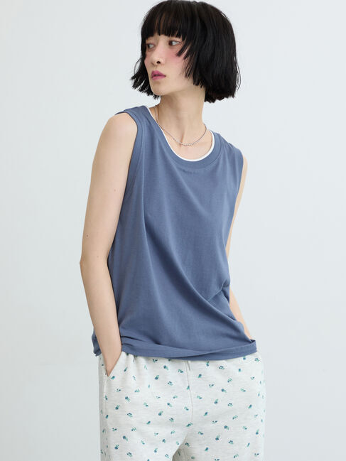 Samansa Mos2「【USAコットン】レイヤード風ノースリ」|Tシャツ・カットソー|