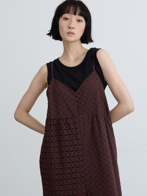 Samansa Mos2「【USAコットン】レイヤード風ノースリ」|Tシャツ・カットソー|ブラック