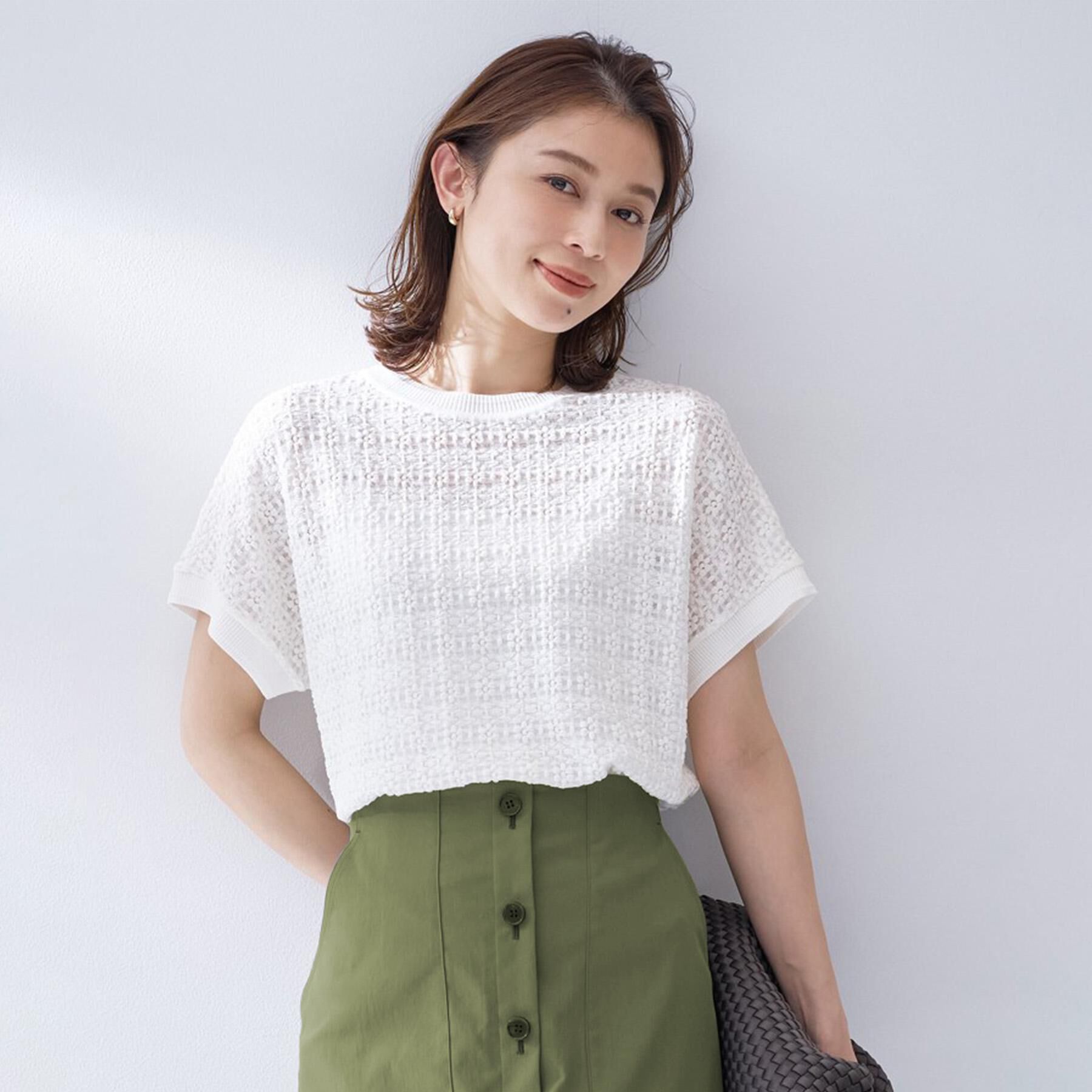 UNTITLED「【洗える／シアー】ミニヨンレースプルオーバー」|Tシャツ・カットソー|オフホワイト(003
