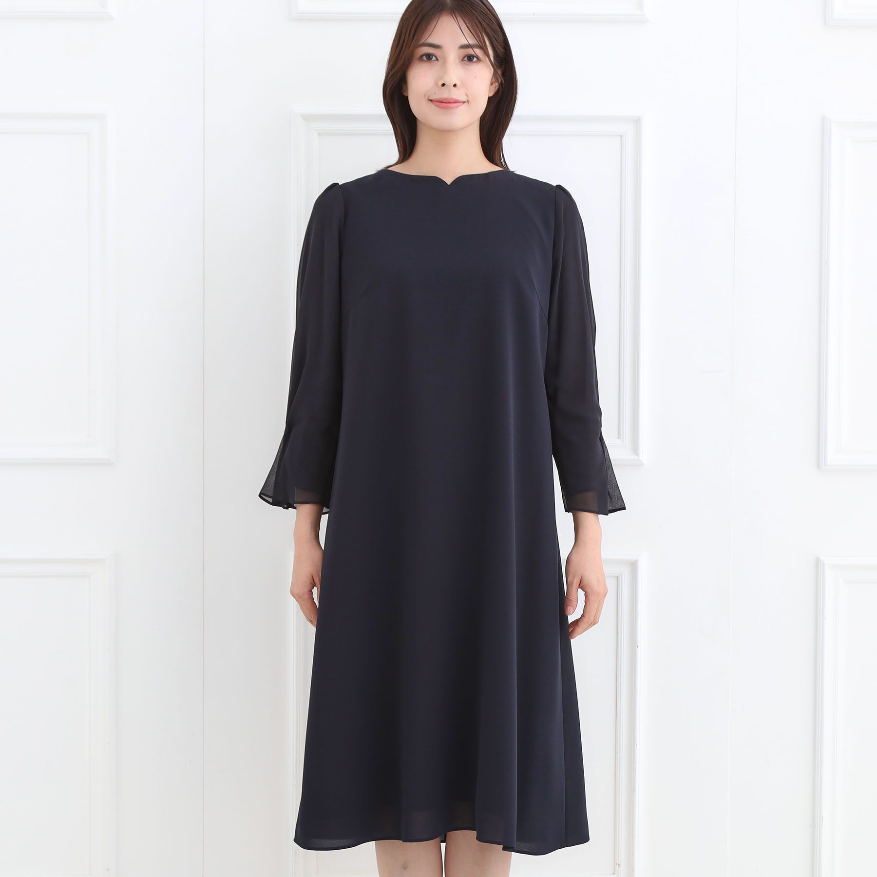 Reflect「【SS-4Lサイズ／付属リボン】スリーブデザインジョーゼットワンピース」|ワンピース|