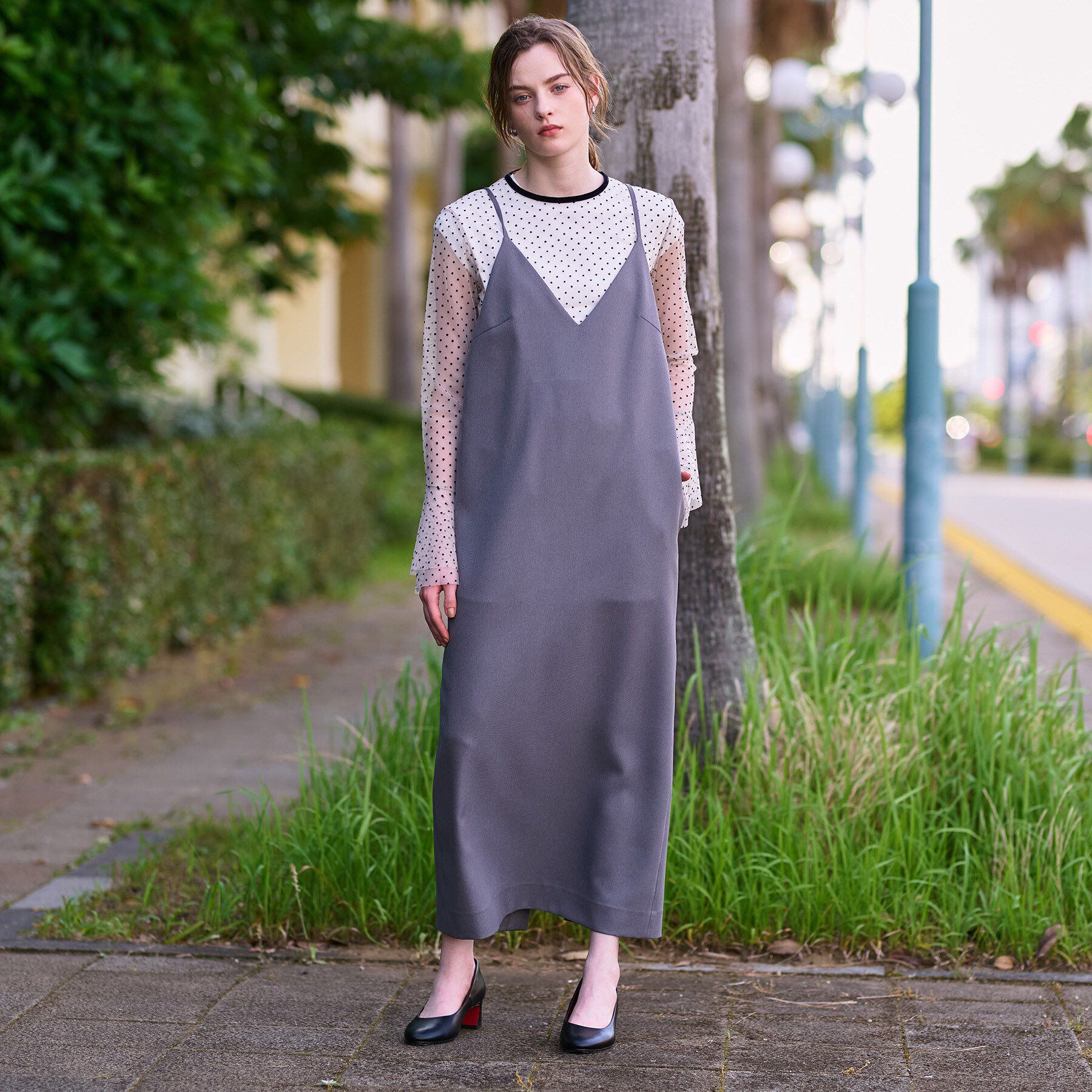 DRESSTERIOR「◆【美人百花/モデル美香着用】コンフォートアイラインキャミワンピース」|ワンピース|