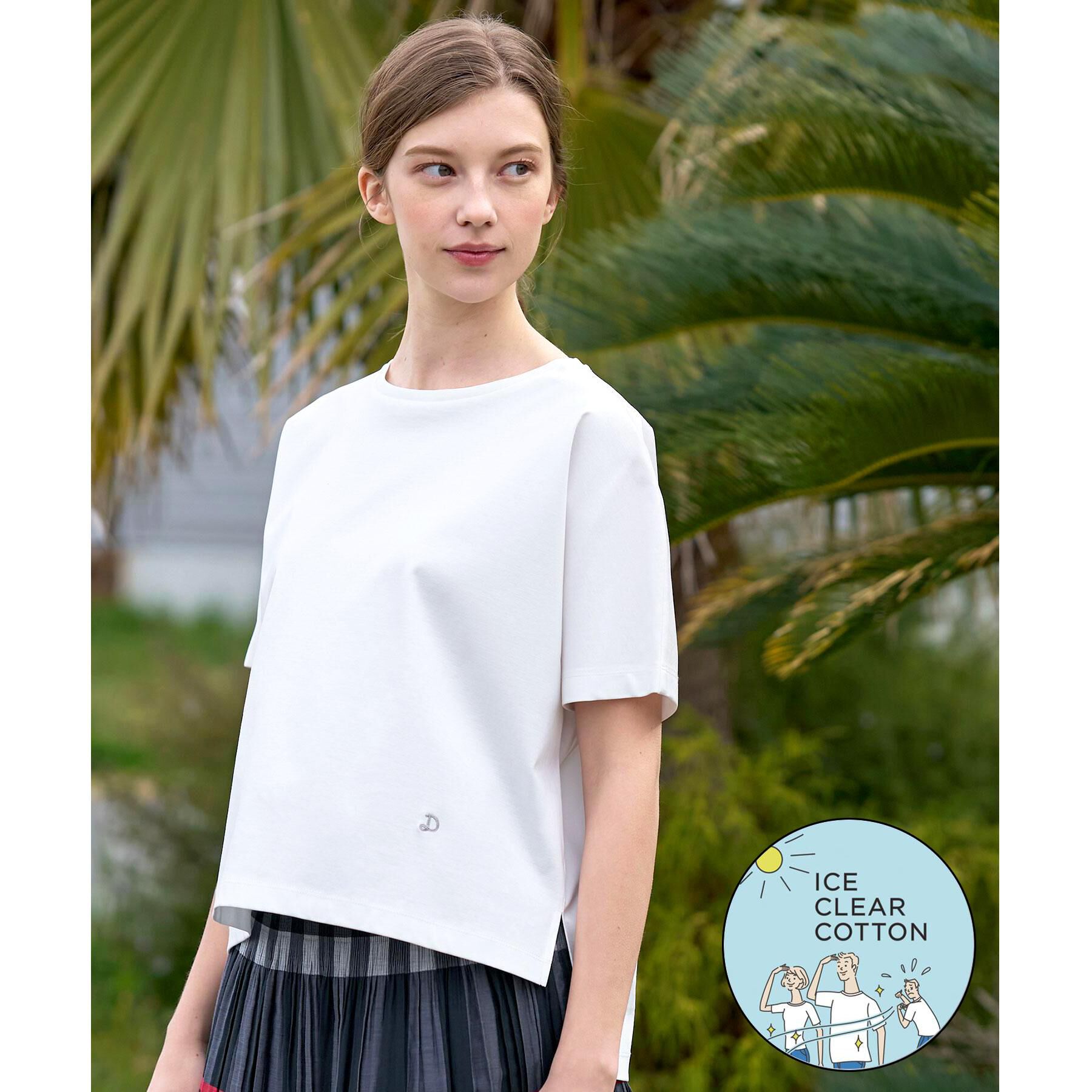 DRESSTERIOR「【接触冷感／抗菌防臭／消臭】アイスクリアコットンドルマンTシャツ」|Tシャツ・カットソー|ホワイト(001)